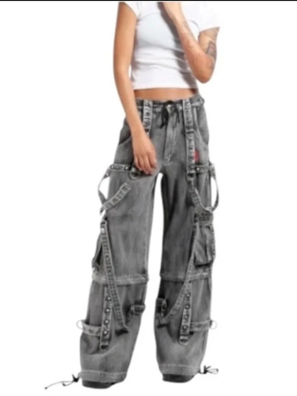 Tripp NYC Daang Goodman Denim Full Force Pant/Short Unisex Sz S  Raver Goth Punk
